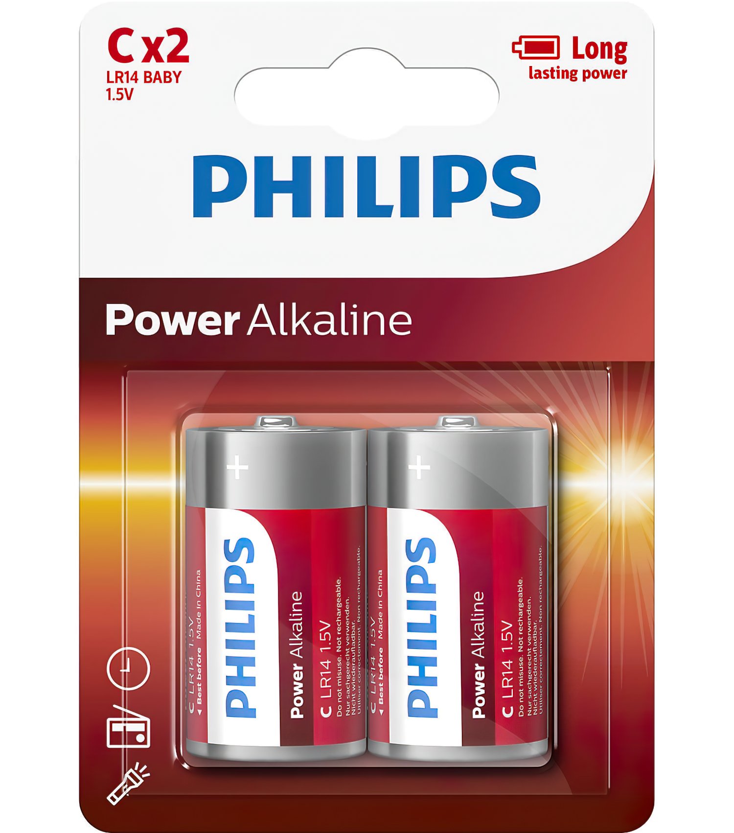 Батарейка Philips Power Alkaline C BLI 2 (LR14P2B/10)