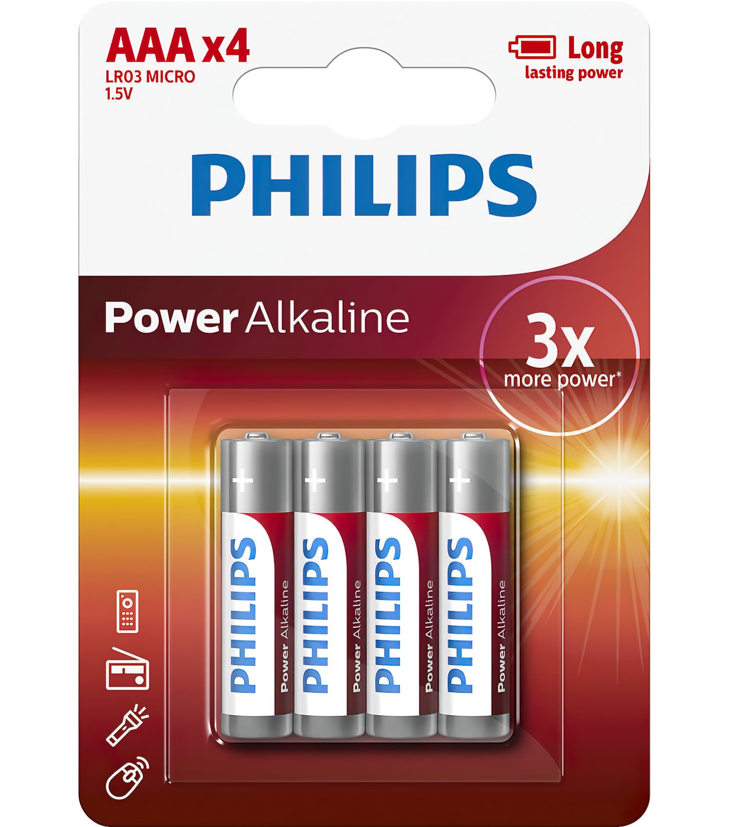 Батарейка Philips Power Alkaline AAA BLI 4 (LR03P4B/10)