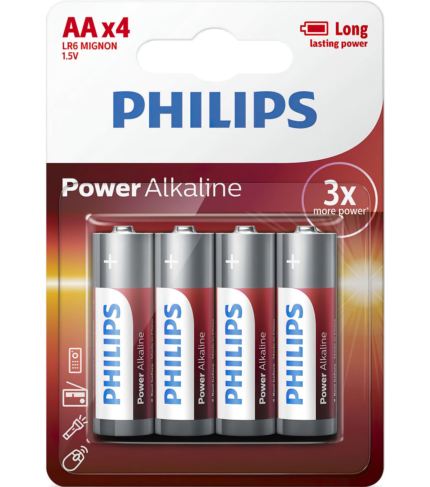 Батарейка Philips Power Alkaline AA BLI 4 (LR6P4B/10)