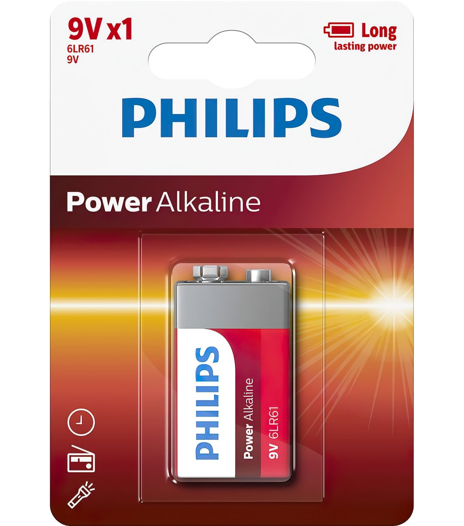 Батарейка Philips Power Alkaline 6LR61 BLI 1 (6LR61P1B/10)