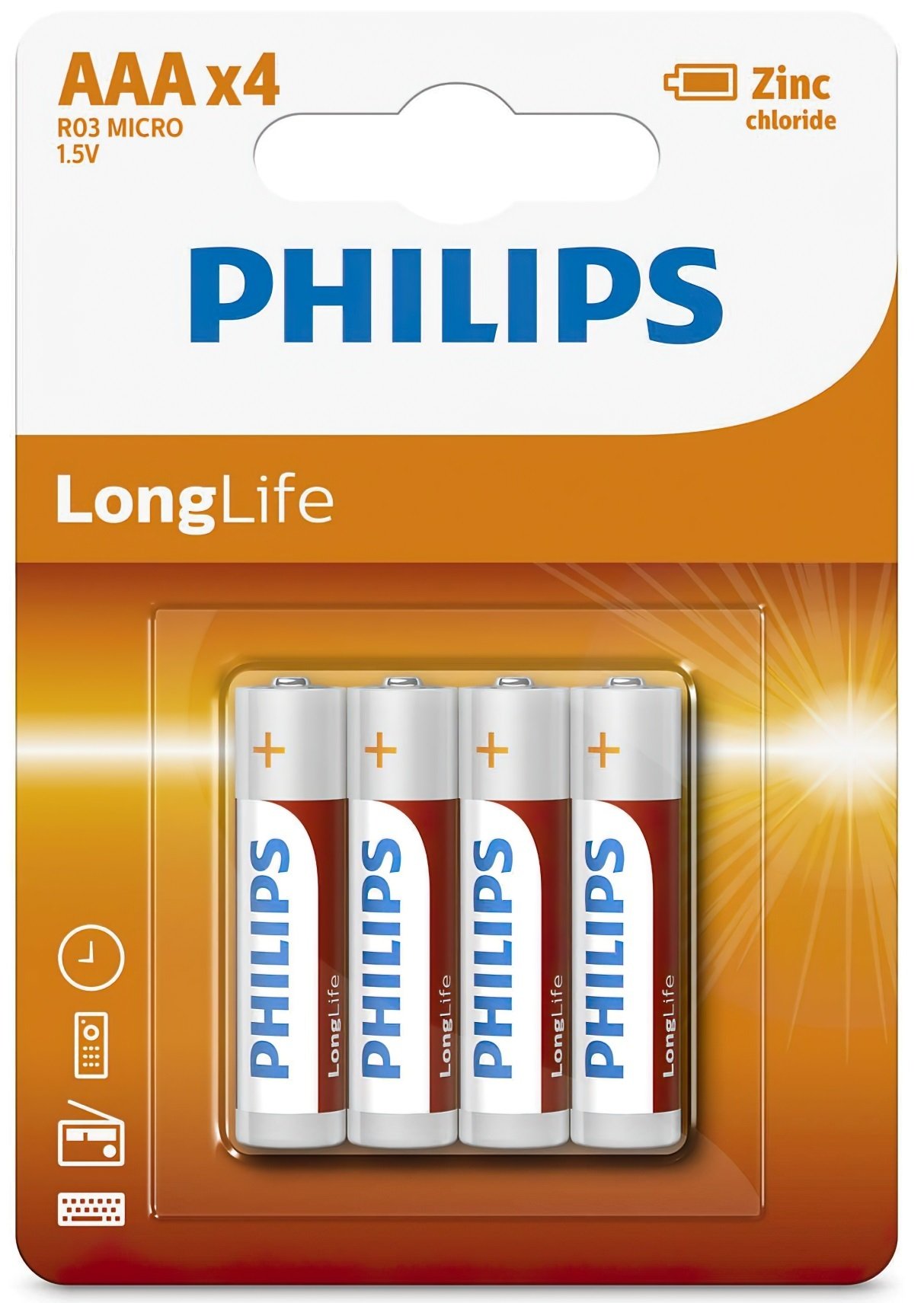 Батарейка Philips LongLife Zinc Carbon AAA BLI 4 (R03L4B/10)