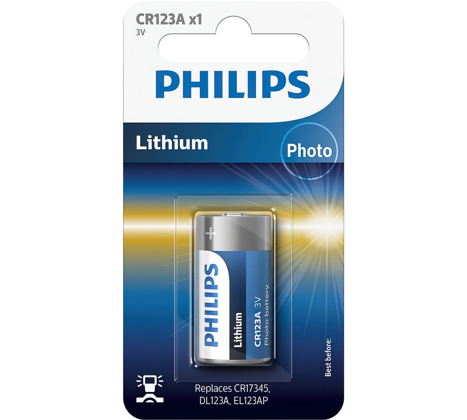 Батарейка Philips Lithium CR 123A BLI 1 (CR123A/01B)