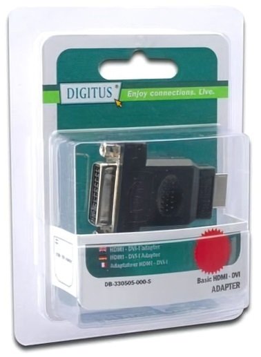 Перехідник DIGITUS HDMI to DVI-I(24+5), Black (AK-330505-000-S)