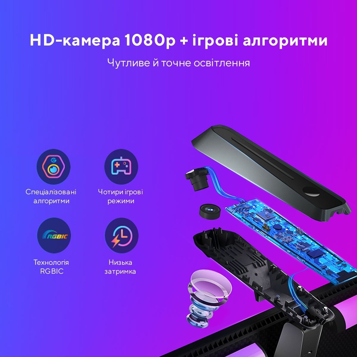 Набір адаптивного підсвічування Govee H604A DreamView G1 Pro Gaming Light 24-29'' RGB Сірий (B604A311)