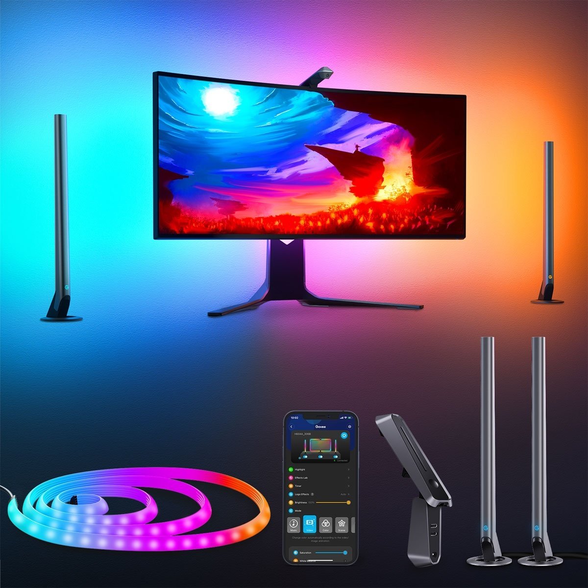 Набір адаптивного підсвічування Govee H604A DreamView G1 Pro Gaming Light 24-29'' RGB Сірий (B604A311)