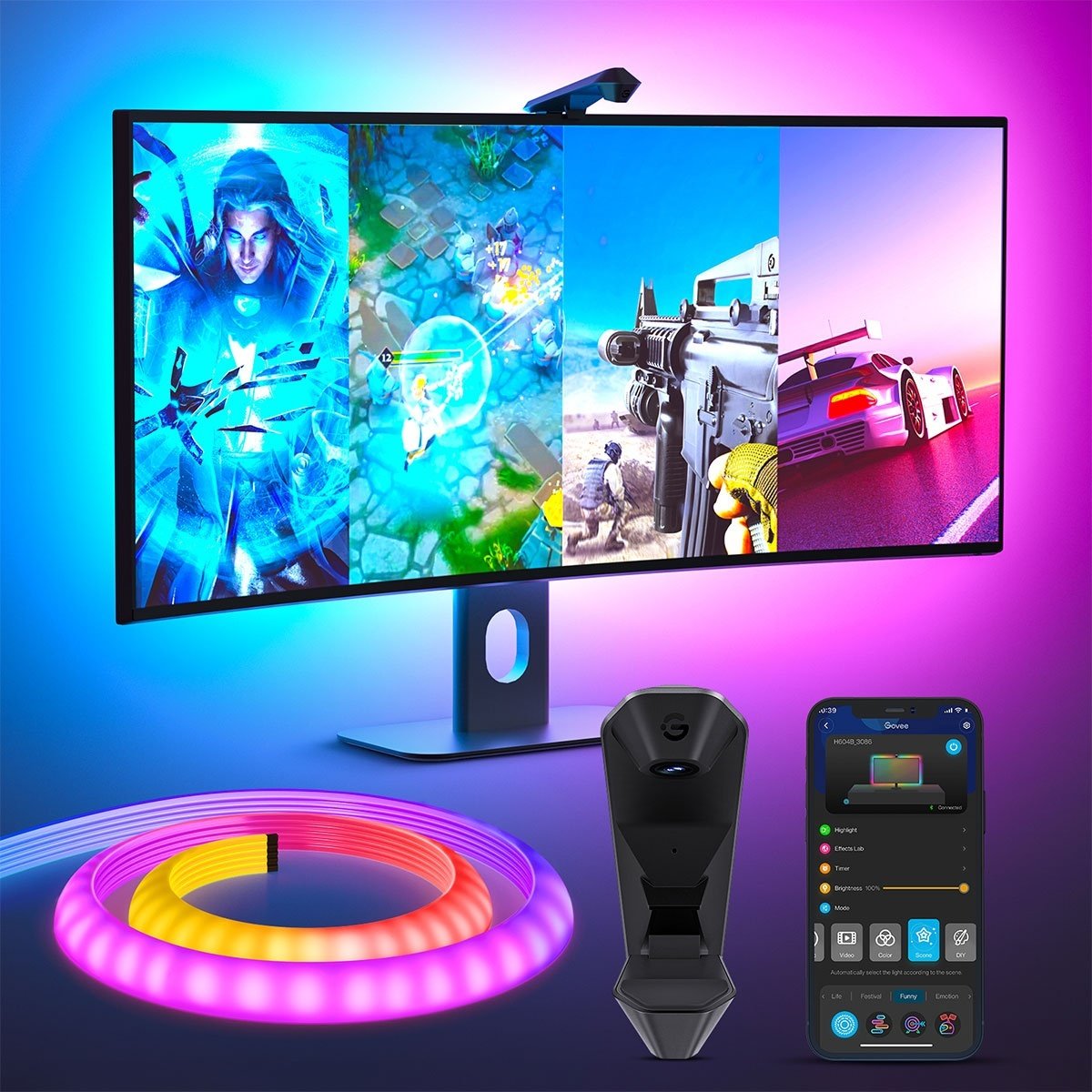 Набір адаптивного підсвічування Govee H604B DreamView G1 Gaming Light 24-29`` RGB Сірий (B604B311)