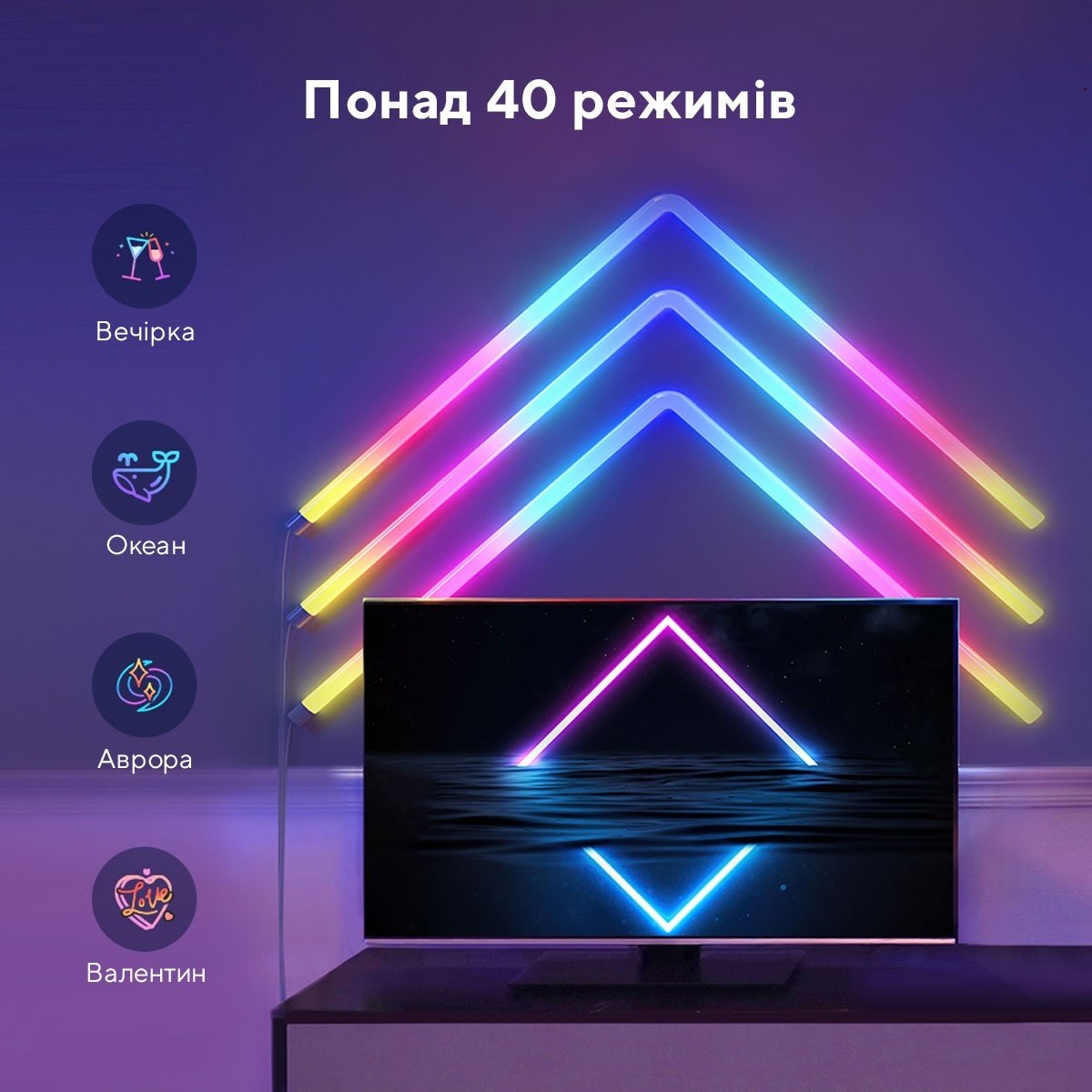 Набір настінних світильників Govee H6062 Glide RGBIC Wall Light (6+1) RGB (B6062301)