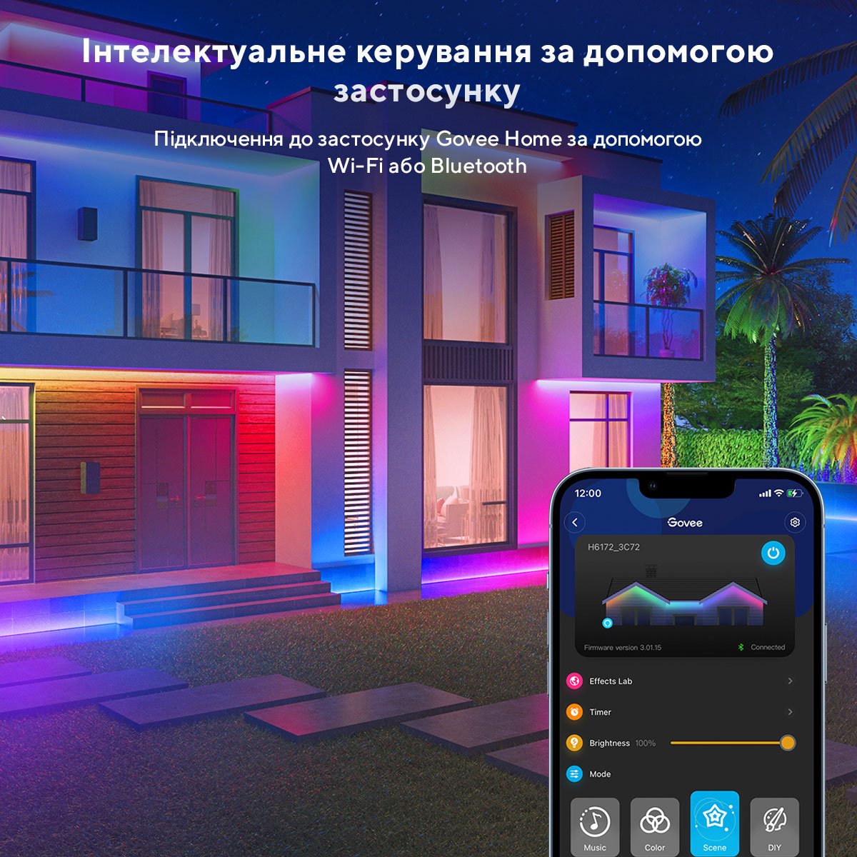 Стрічка світлодіодна розумна Govee H6172 Phantasy Outdoor LED RGBIC Strip Lights (H61723D1)