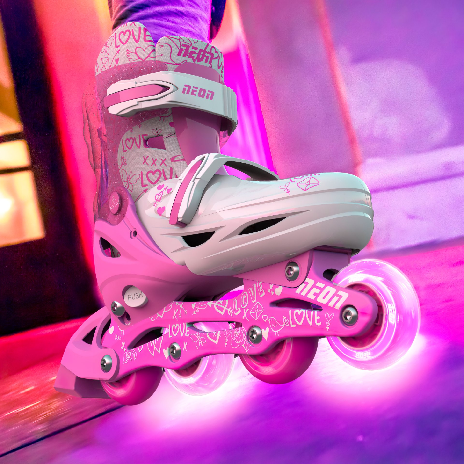 Роликовые коньки Neon Inline Skates Розовый (размер 34-38)