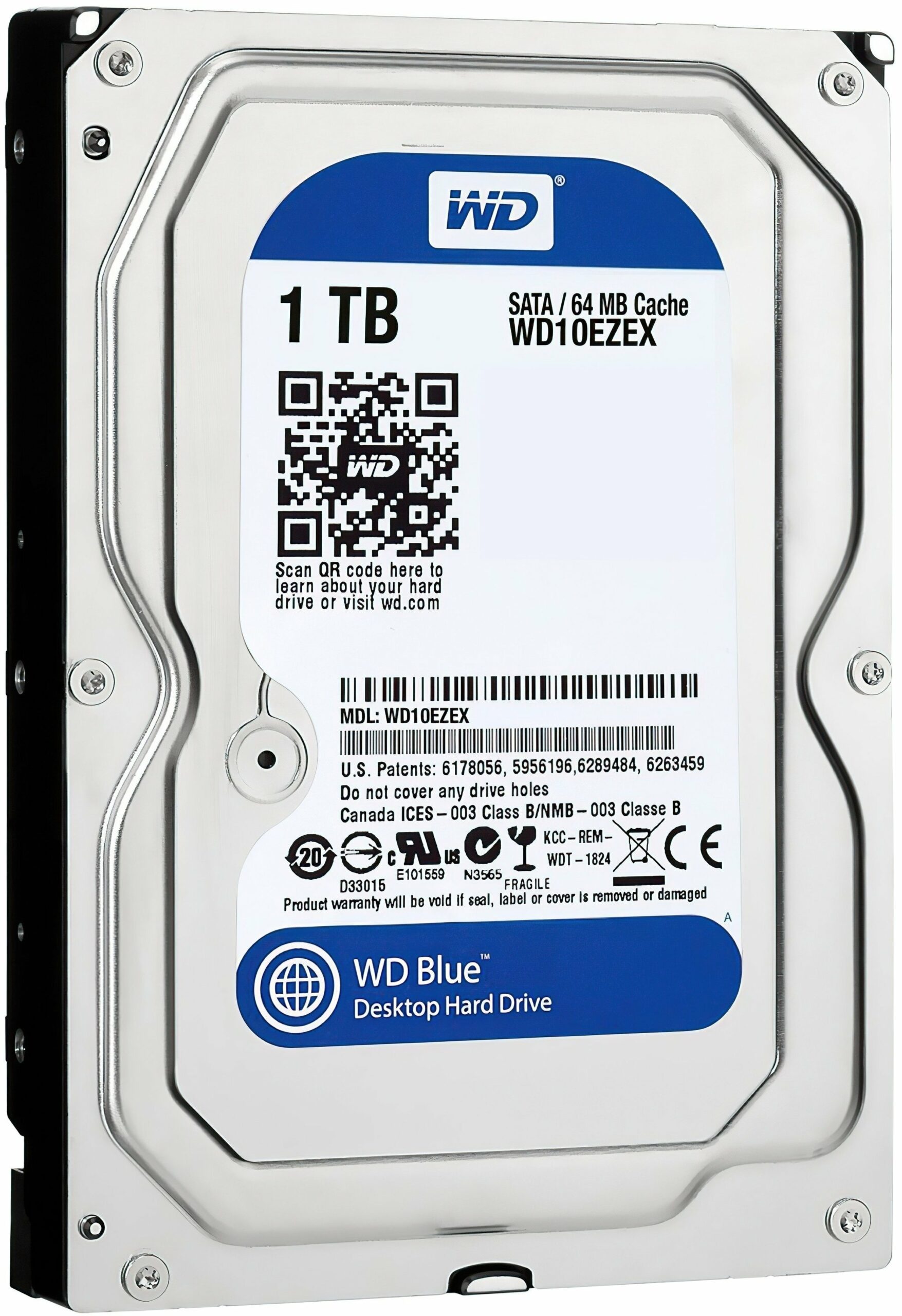 Жорсткий диск внутрішній WD 1TB 7200rpm 64MB 3.5"SATA III Blue (WD10EZEX)