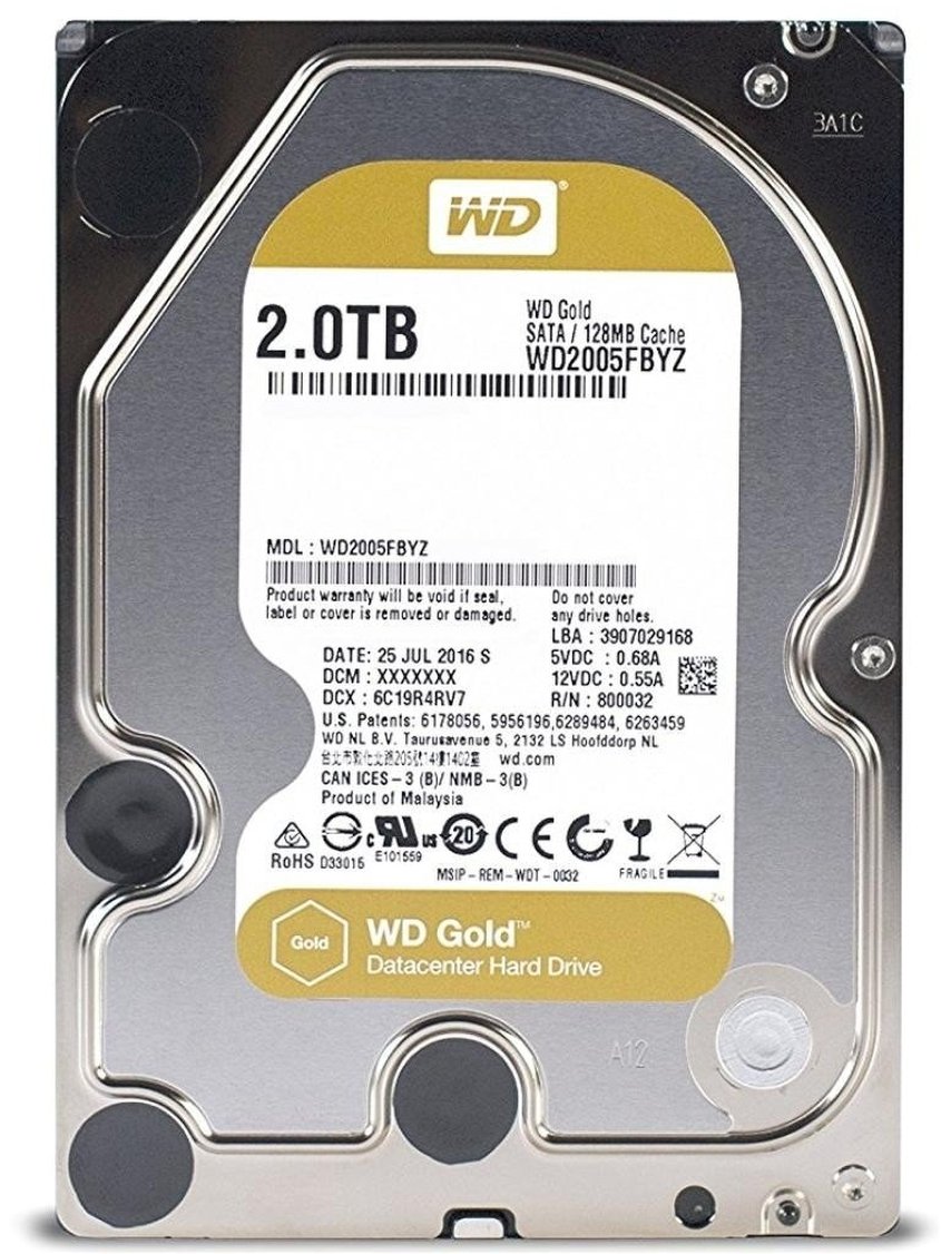 Жесткий диск внутренний WD 2TB 7200RPM 6GB/S/128MB 3.5" SATA III Gold (WD2005FBYZ)