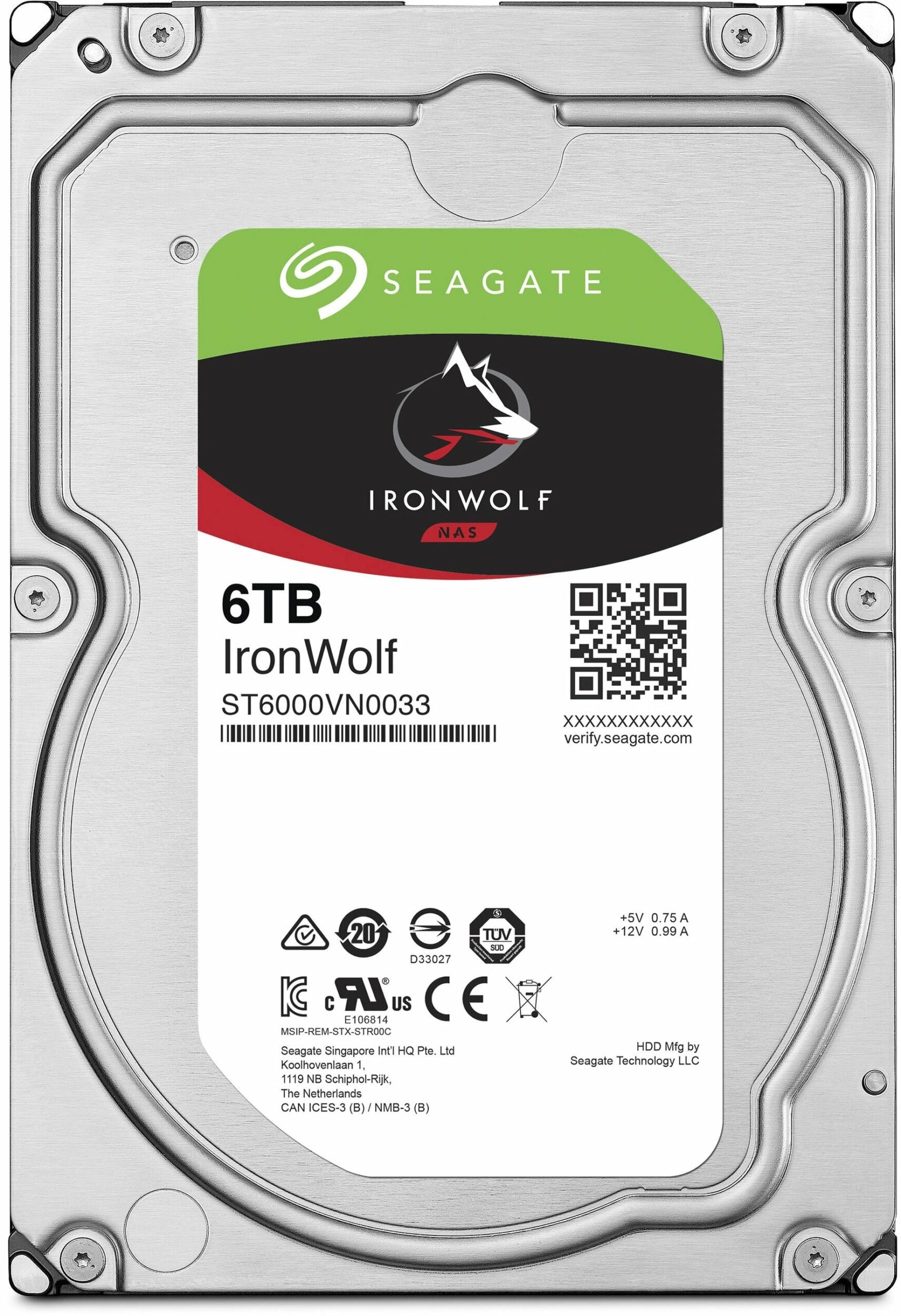 Жорсткий диск внутрішній Seagate 3.5"SATA 3.0 6TB 5400 256MB IronWolf (ST6000VN001)