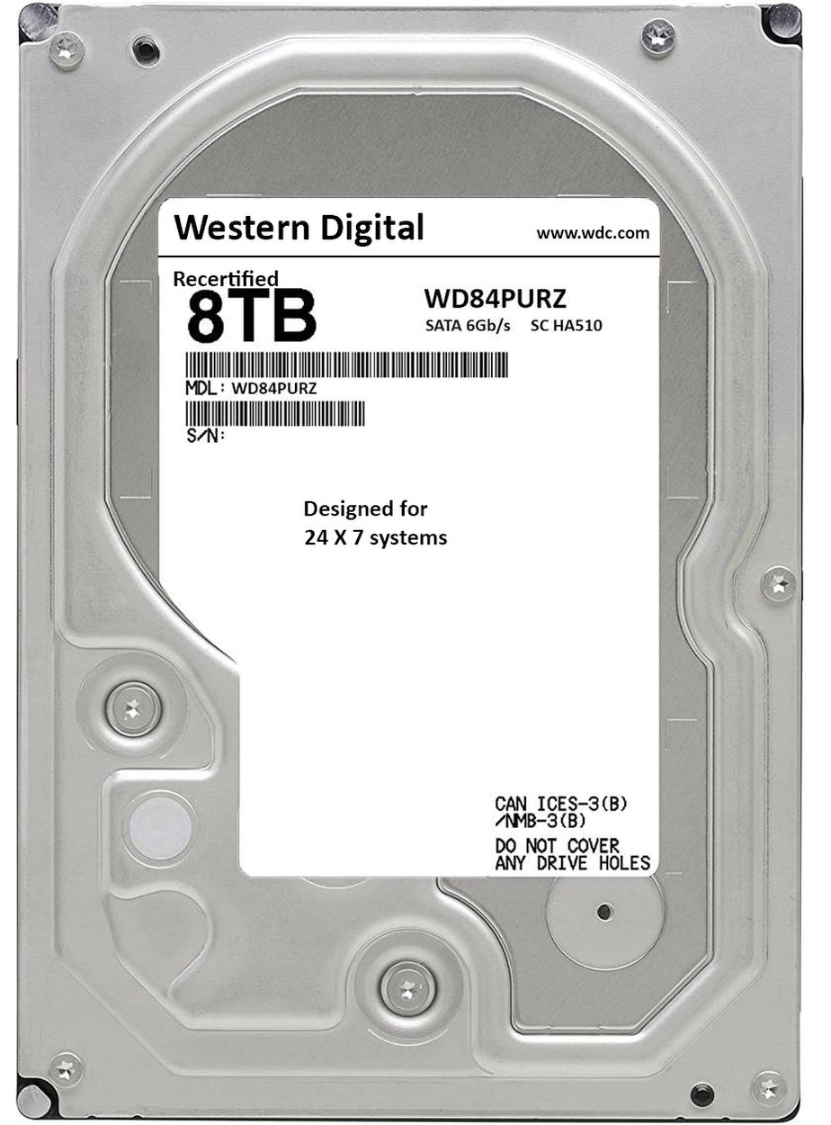 Жорсткий диск внутрішній WD 3.5 "SATA 3.0 8TB 7200 256MB Purple Surveillance (WD84PURZ)