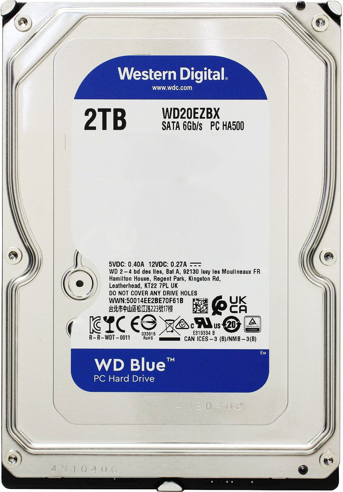 Жорсткий диск WD 3.5" SATA 3.0 2TB 7200 256MB Blue (WD20EZBX)