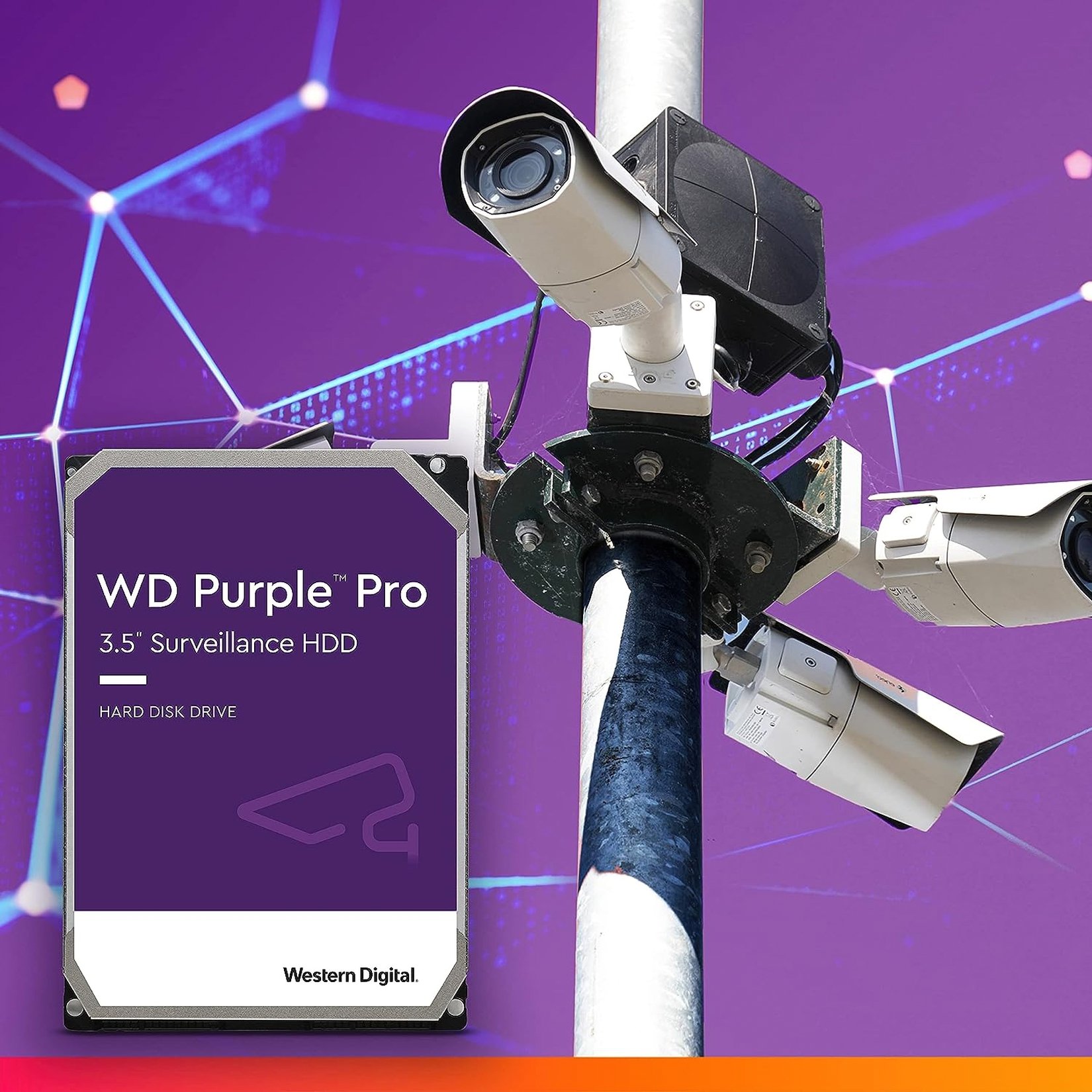 Жорсткий диск внутрішній WD 3.5" SATA 3.0 12TB 7200 256MB Purple Pro Surveillance (WD121PURP)