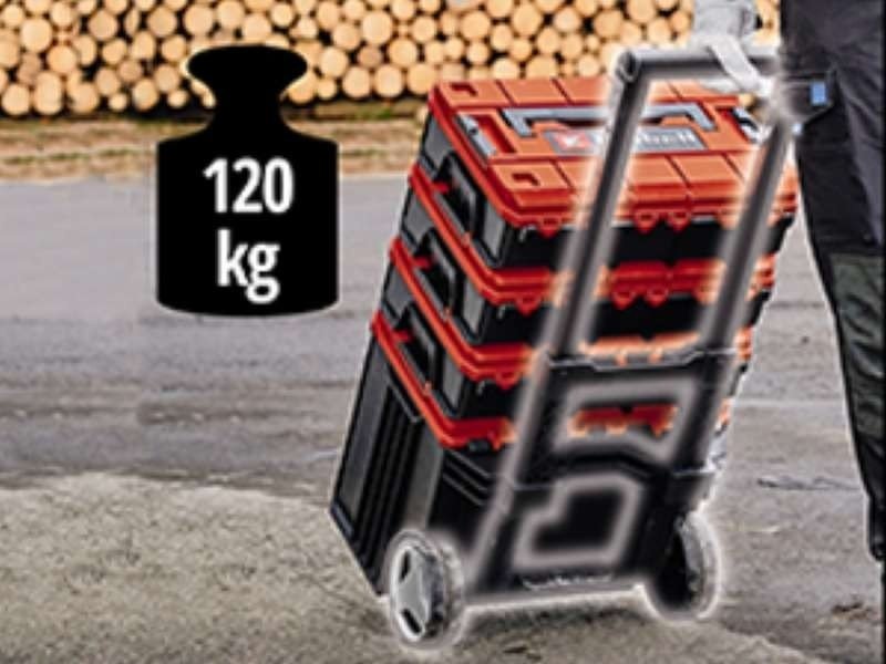 Пластиковый кейс Einhell E-Case L с колесами до 120кг, колеса 15см, 6.05кг (4540014)