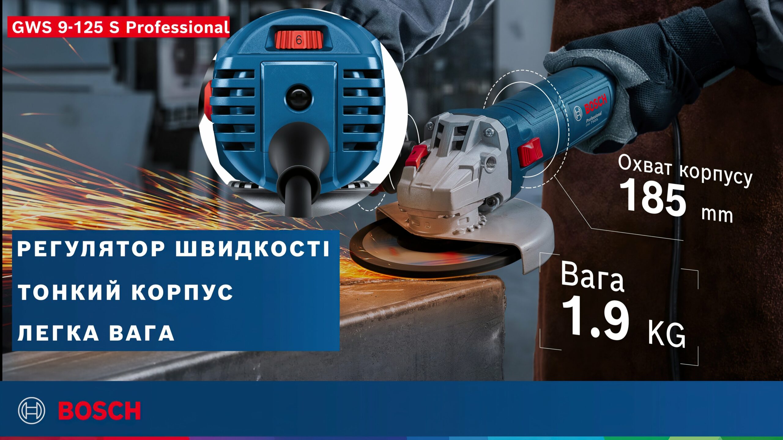 Кутова шліфмашина Bosch GWS 9-125 S (0.601.396.102)