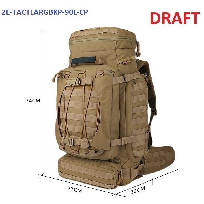 Тактичний рюкзак 90L, 2Е, LargeCap, Molle, камуфляж (2E-TACTLARGBKP-90L-CP)