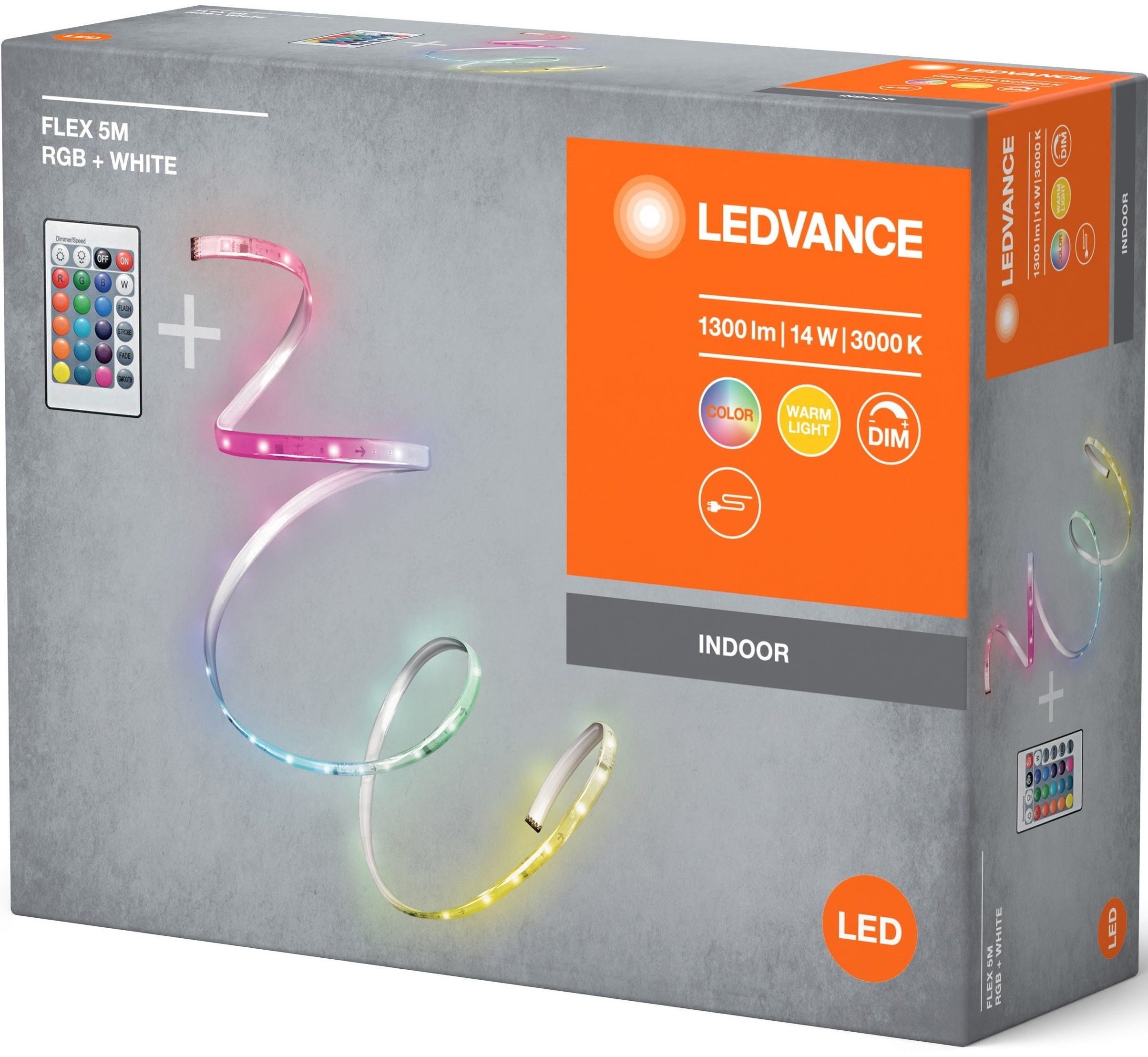 Стрічка світлодіодна Ledvance Flex 14W, 1300Lm, 5M RGB 3000K RC (4099854095443)