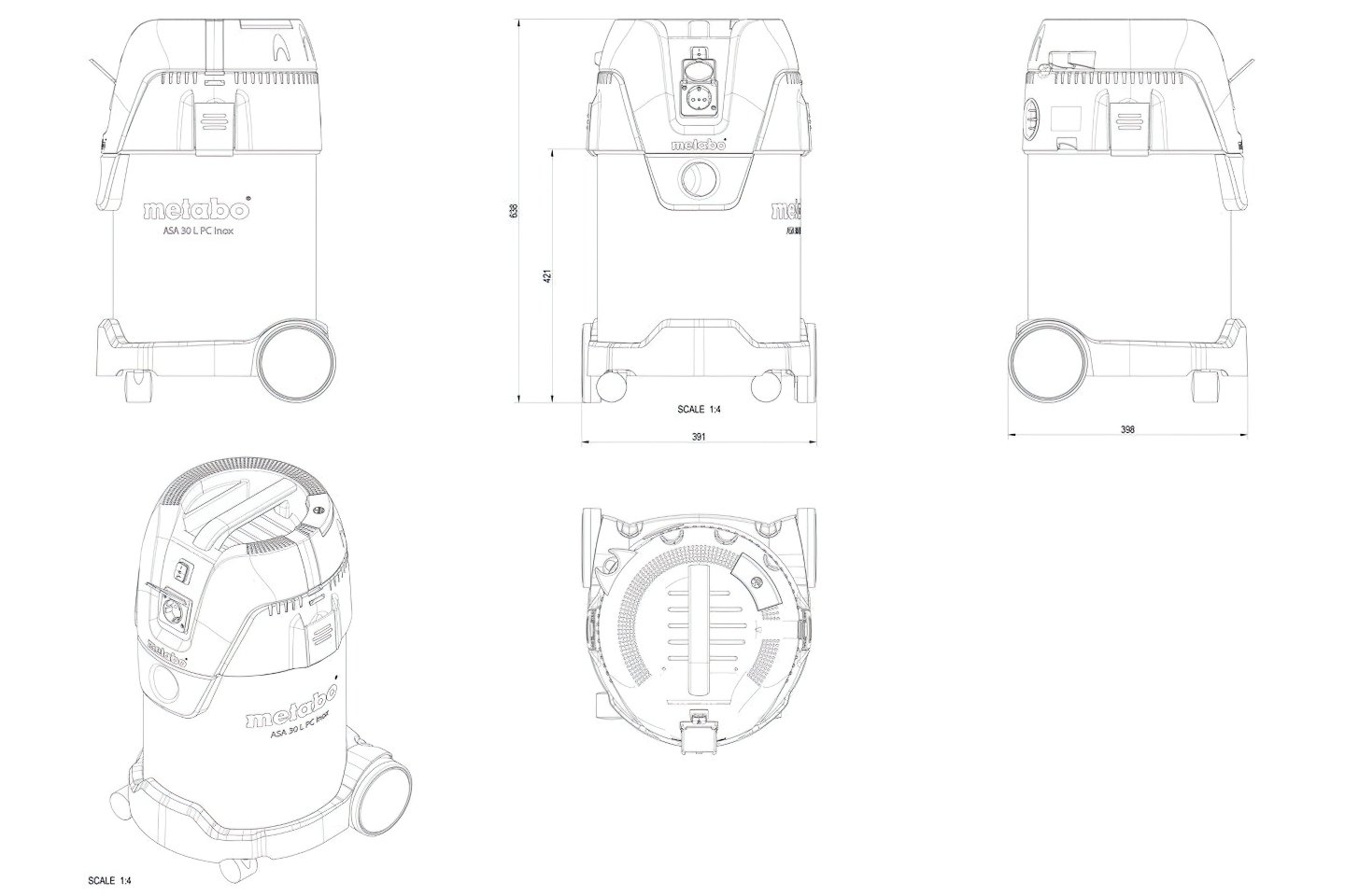 Промисловий пилосос Metabo ASA 30 L PC Inox