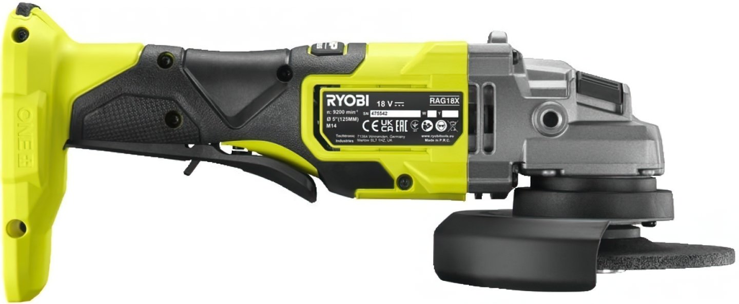 Шлифмашина угловая Ryobi RAG18X-0 ONE+ НР, 18В (без АКБ и ЗУ) (5133005011)