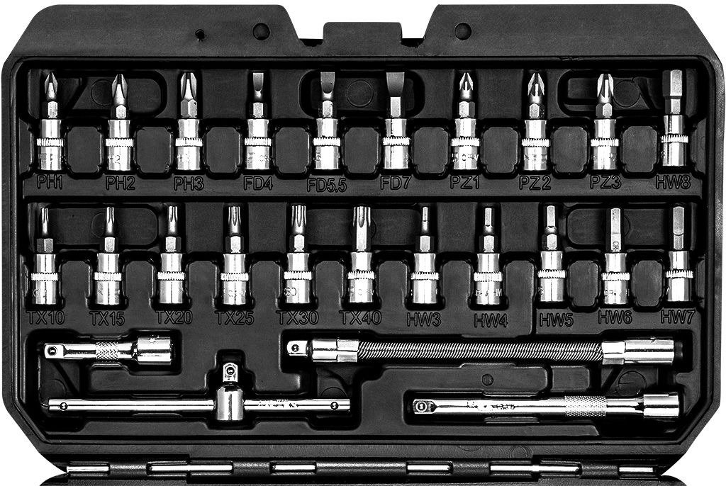 Набір торцевих головок NEO Tools, 53шт, 1/4", CrV, кейс (10-006)