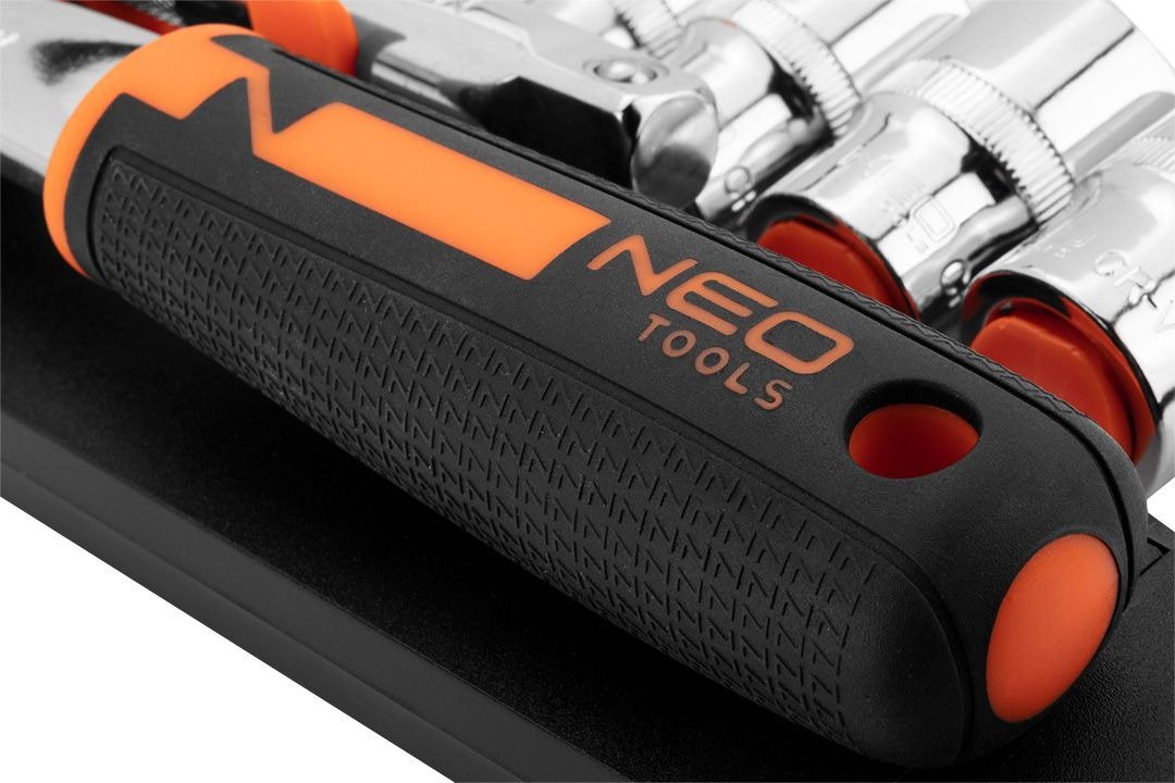 Набор торцевых головок Neo Tools, 14шт, 1/4", трещотка 90 зубцов, CrV (10-000)