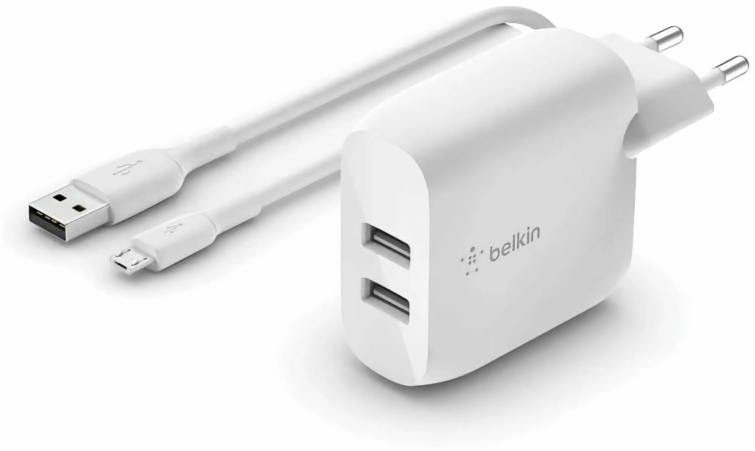 Мережевий ЗП Belkin Home Charger 24W DUAL USB 2.4A, Lightning 1m, white (WCD001VF1MWH)