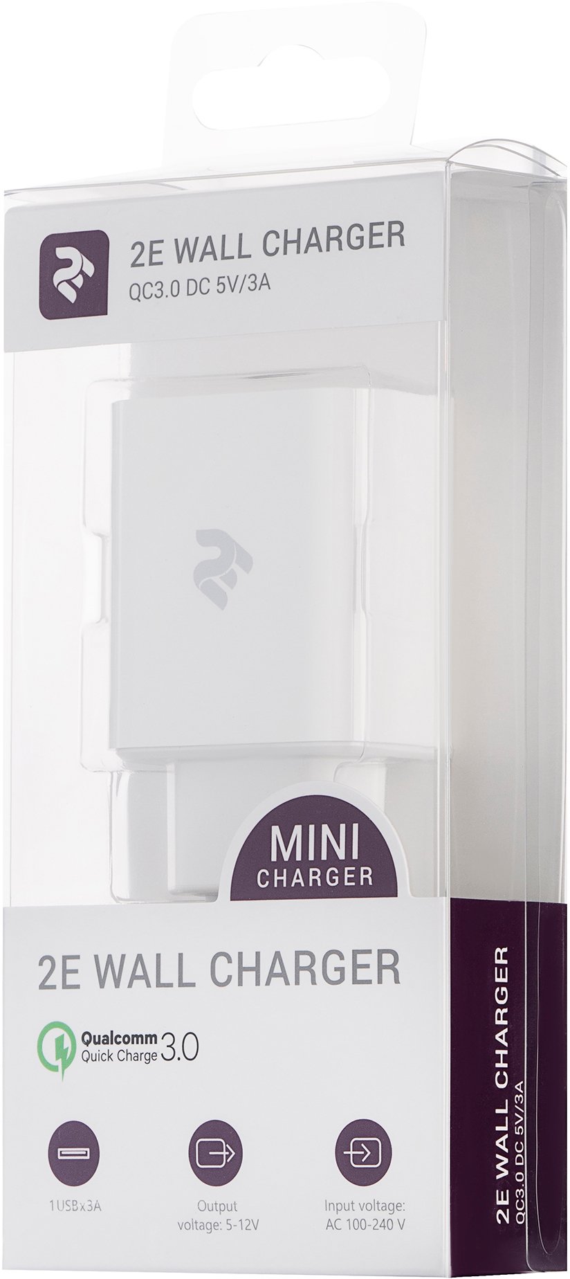 Мережевий ЗП 2E USB Wall Charger 18w QC3.0 White (2e-wc1usb18w-w)