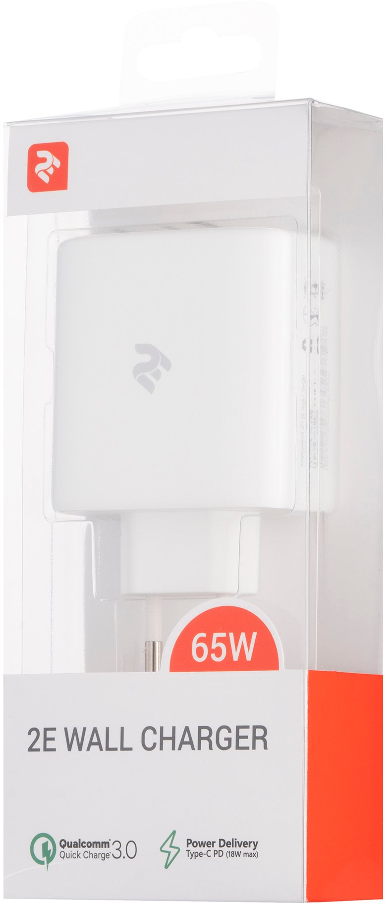 Мережевий ЗП 2е Wall Charger GaN 65w USB-C PD3.0 Dual, QC3.0, White (2e-wc3usb65w-w)