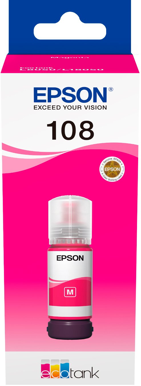 Контейнер с чернилами Epson 108 EcoTank L8050/L18050 magenta (C13T09C34A)