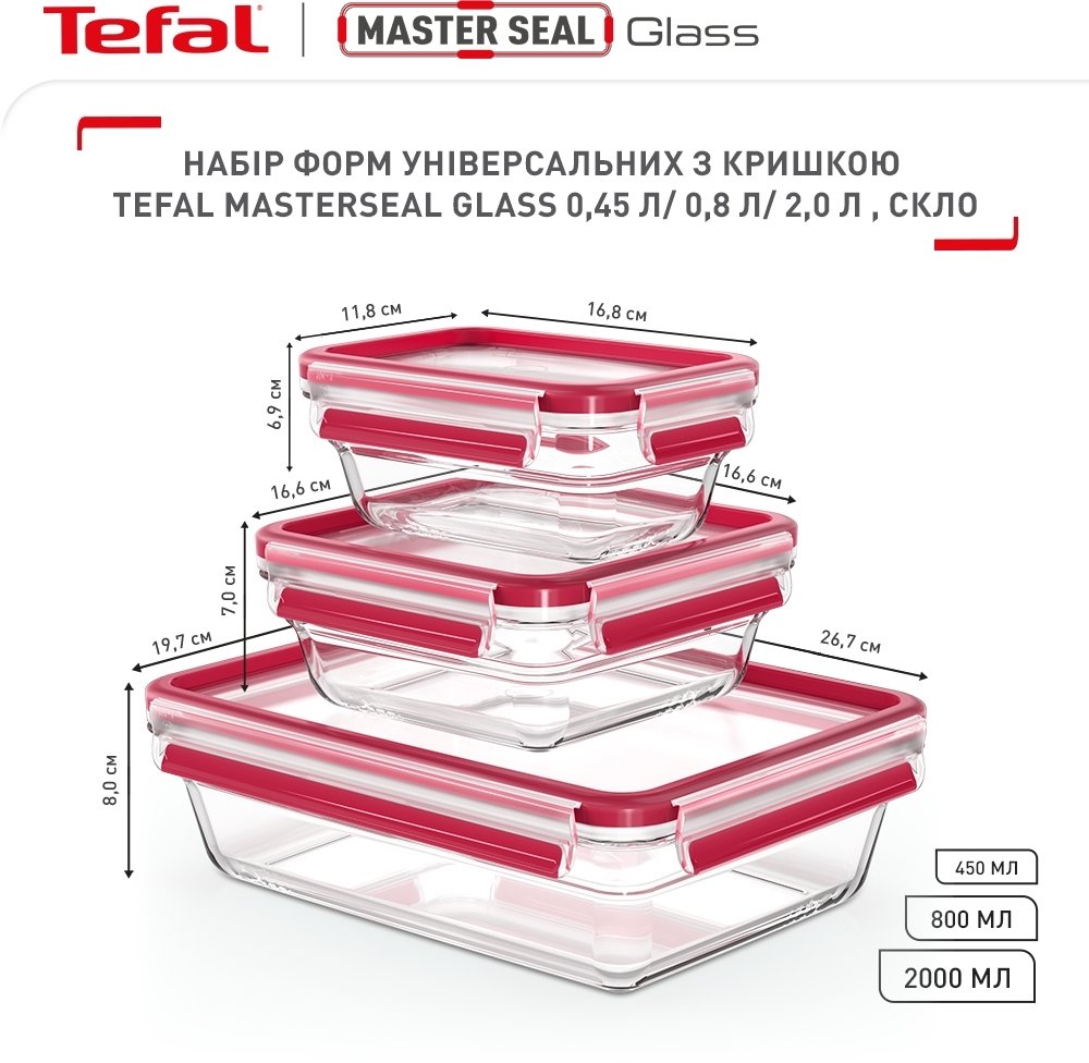 Набір контейнерів Tefal Master Seal, 3шт (N1050910)