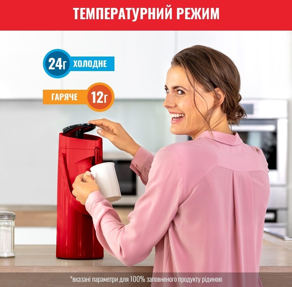 Термос Tefal Ponza Pump, 1.9л, красный (K3140314)