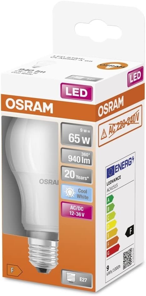 Світлодіодна лампа Osram Led Cla65 9W (940Lm) 4000K E27 (4058075757622)