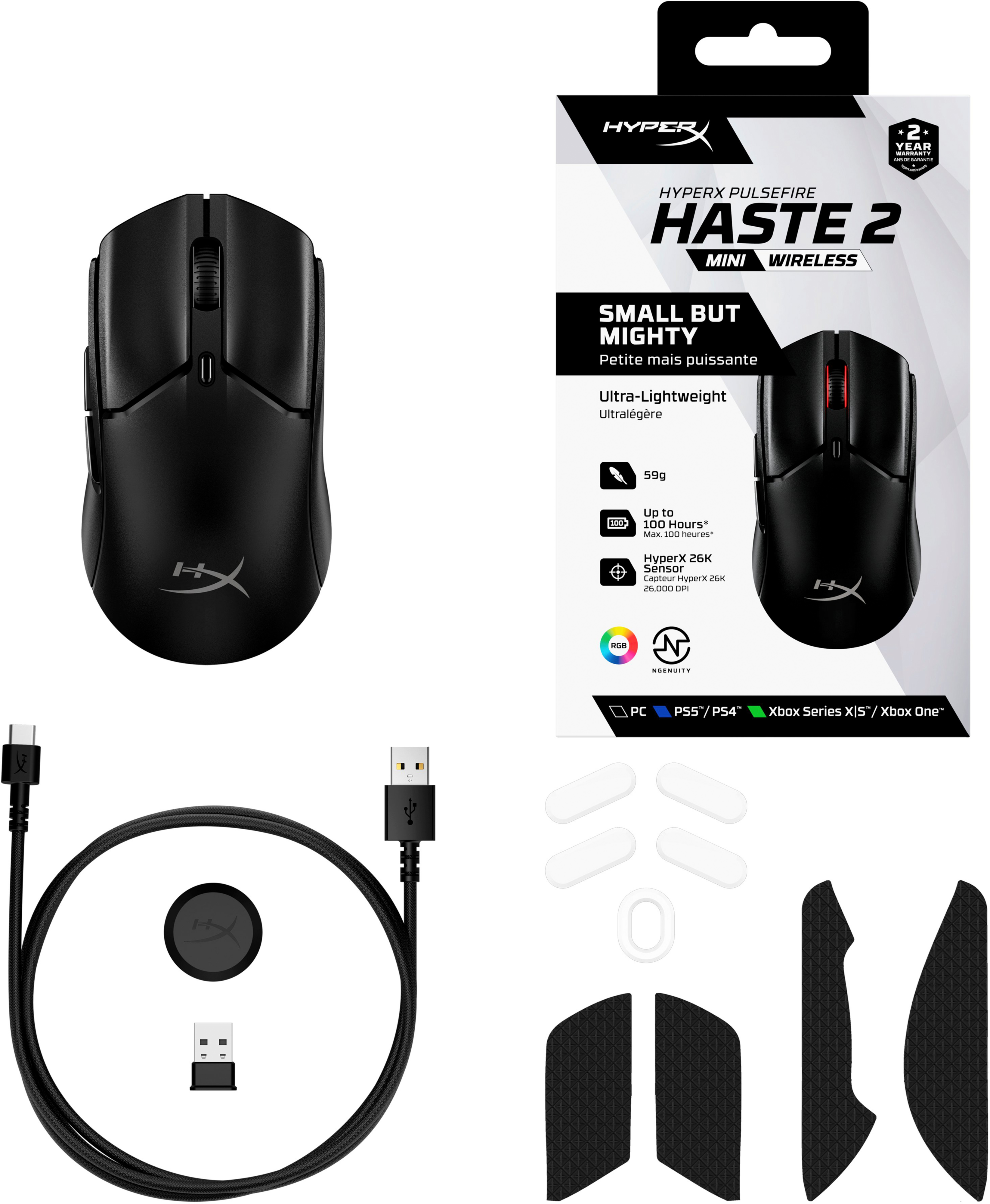 Игровая мышь HyperX Pulsefire Haste 2 Mini WL Black (7D388AA)