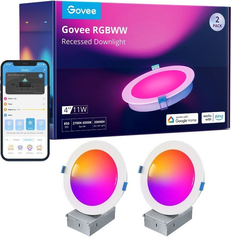 Розумна лампа Govee B601B Smart LED Recessed Lights 2шт, білий (B601B3C1)