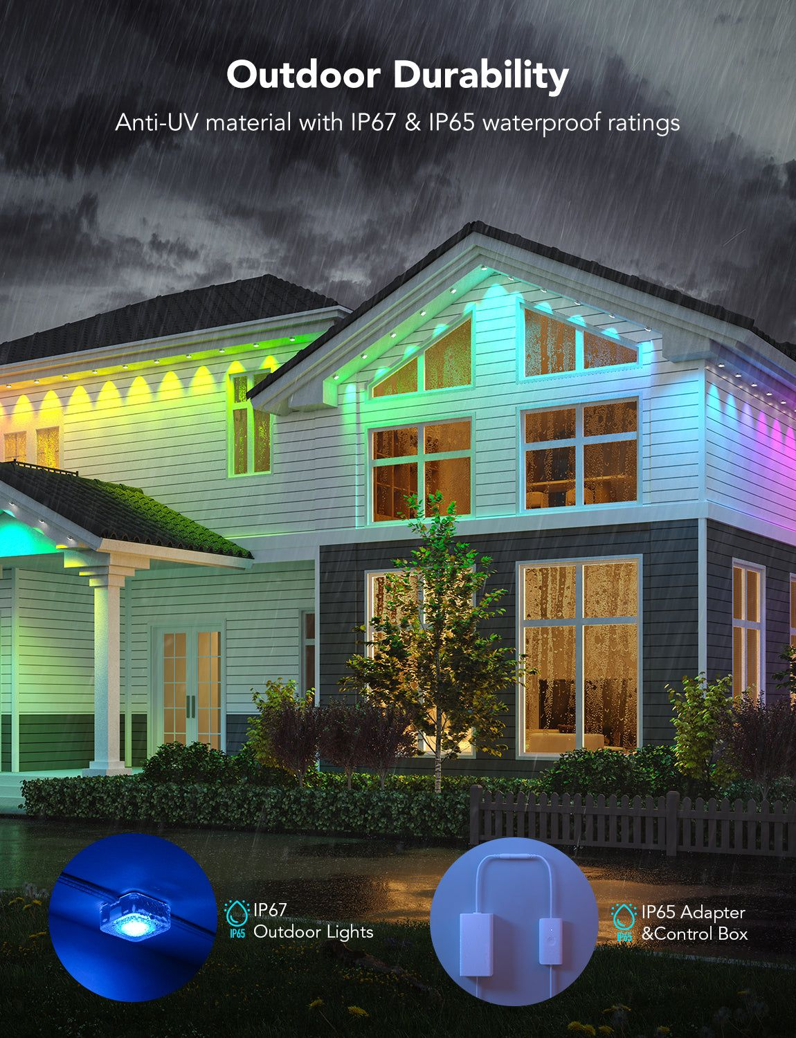 Гірлянда Smart LED Govee H705A Permanent Outdoor Lights RGB, IP67, 30м, прозорий кабель (H705A3D1)