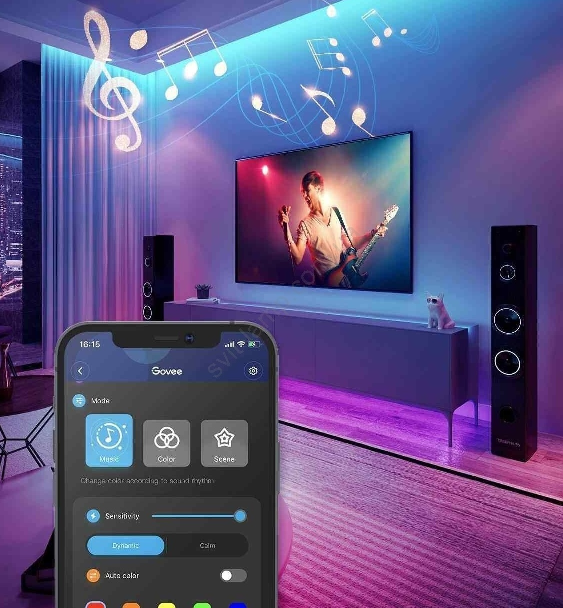 Стрічка світлодіодна розумна Govee H615A RGB Smart Wi-Fi + Bluetooth LED Strip Lights 5м, білий (H615A3A3)