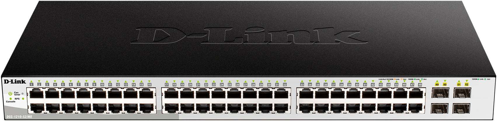 Комутатор D-Link DGS-1210-52/ME 48port 1GE, 4xSFP/1GE, WebSmart, Metro (DGS-1210-52/ME)