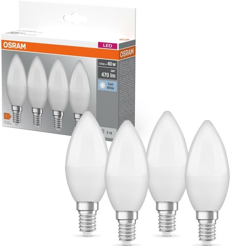 Набір ламп 4шт Osram Led E14 4.9Вт 2700К 470Лм B40 (4058075819610)