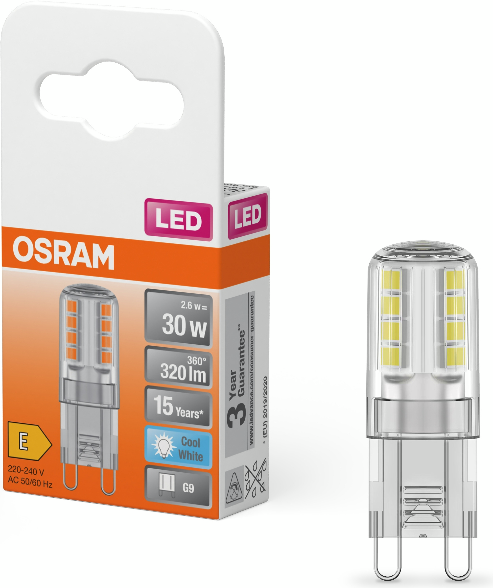 Лампа Osram Led G9 2.6Вт 4000К 320Лм PIN30 (4058075432369)