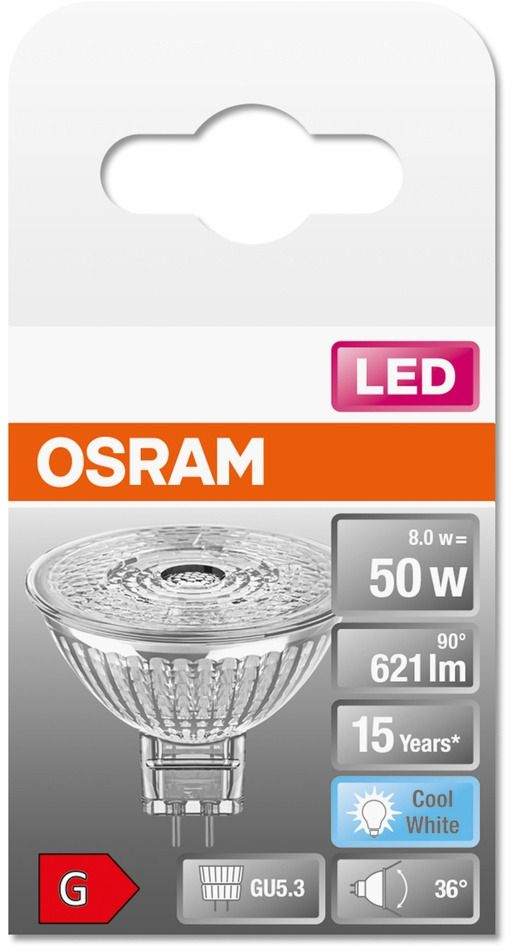 Лампа Osram Led GU5.3 8Вт 4000К 621Лм MR1650 12В Star (4058075433786)