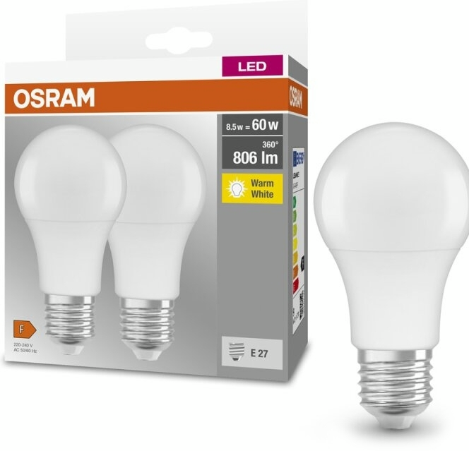 Набір ламп 2шт Osram Led E27 8.5Вт 2700К 806Лм A60 (4058075152656)