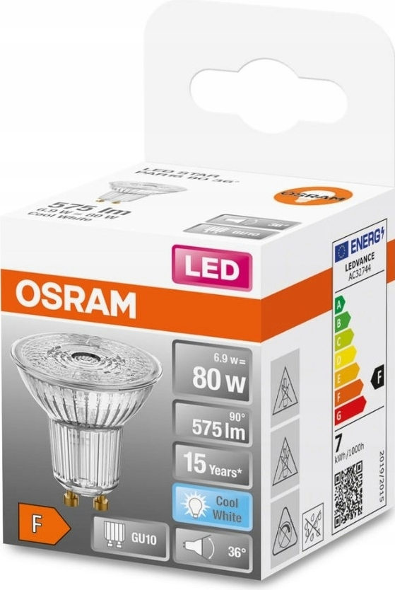 Лампа Osram Led GU10 6.9Вт 4000К 575Лм PAR16 (4058075453647)