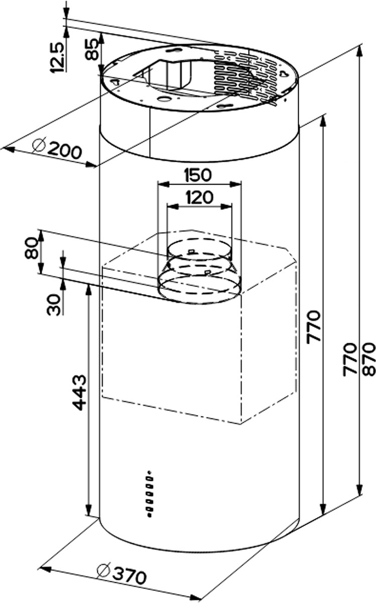 Витяжка Faber Cylindra Isola Evo Bk Matt A37 (335.0572.104)