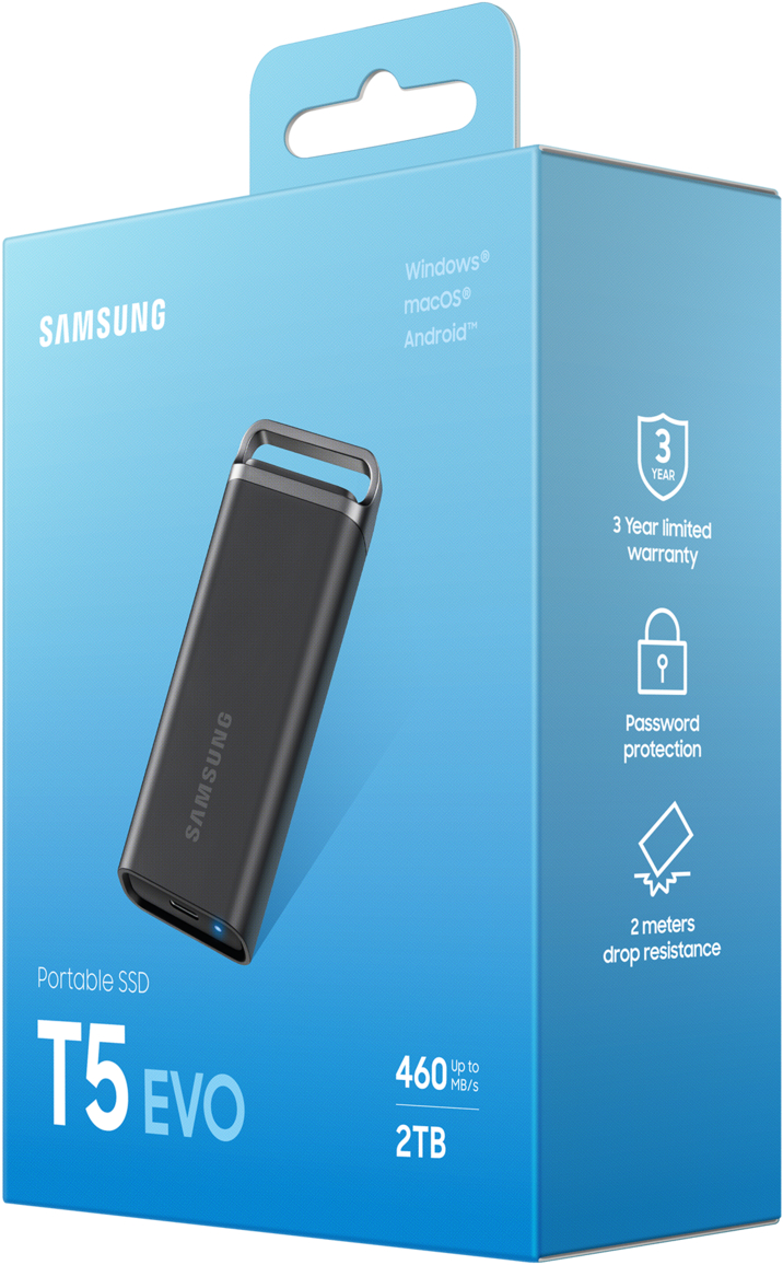 Портативний SSD Samsung 2TB T5 EVO USB-C 3.0 Shield T5 Black (MU-PH2T0S/EU)