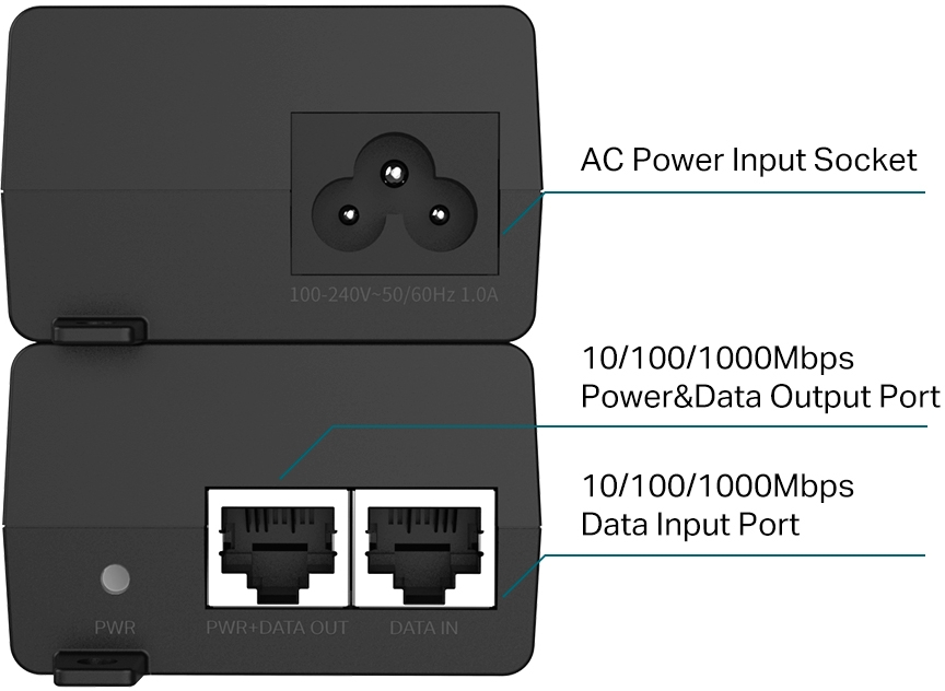 PoE-інжектор TP-LINK TL-POE160S 1xGE, 1xGE PoE, 30Вт (POE160S)