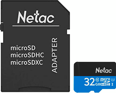 Карта пам'яті Netac microSD 32GB C10 UHS-I R80MB/s + SD адаптер (NT02P500STN-032G-R)