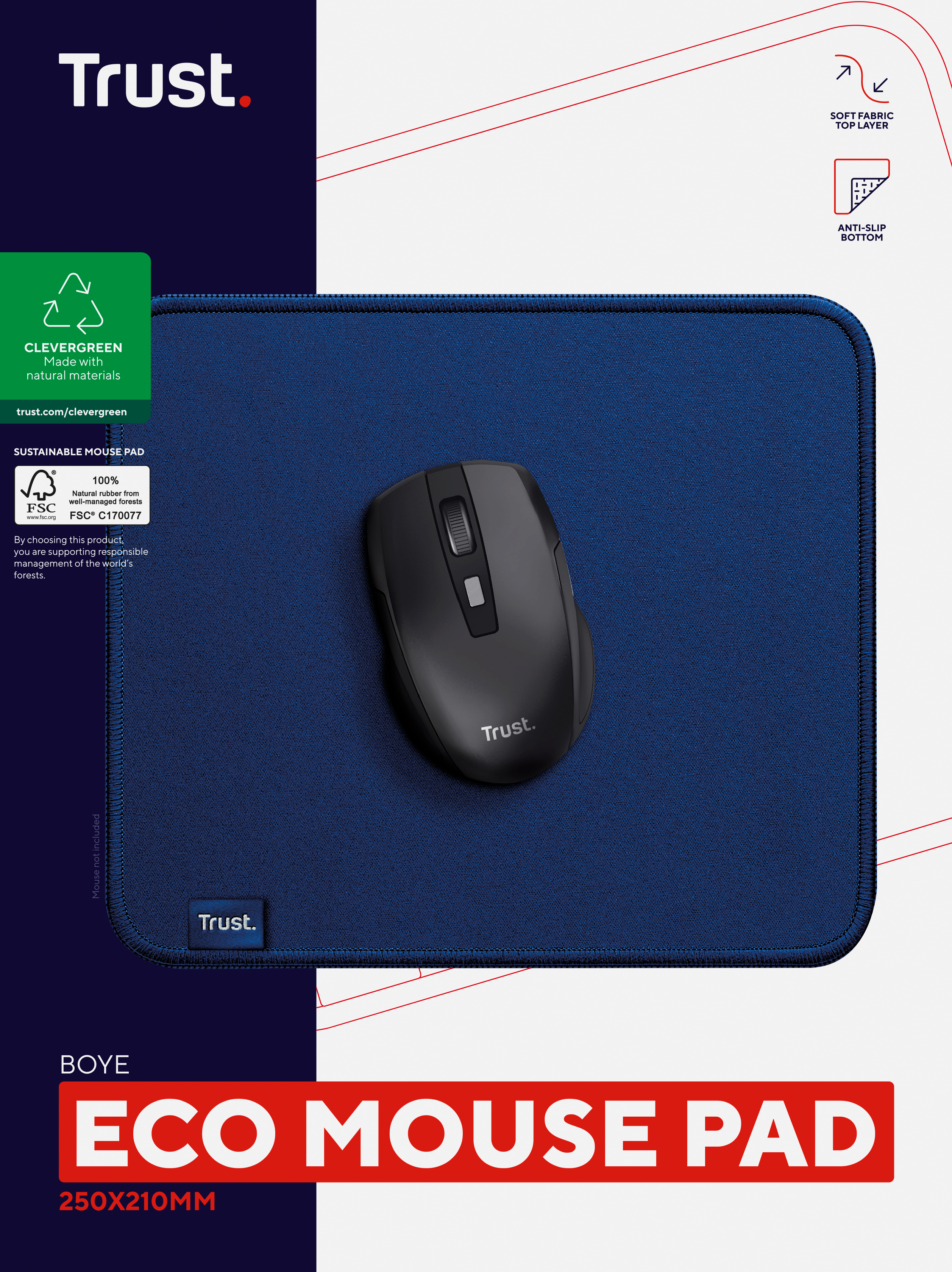 Игровая поверхность Trust Boye ECO M Blue (250x210x3мм)