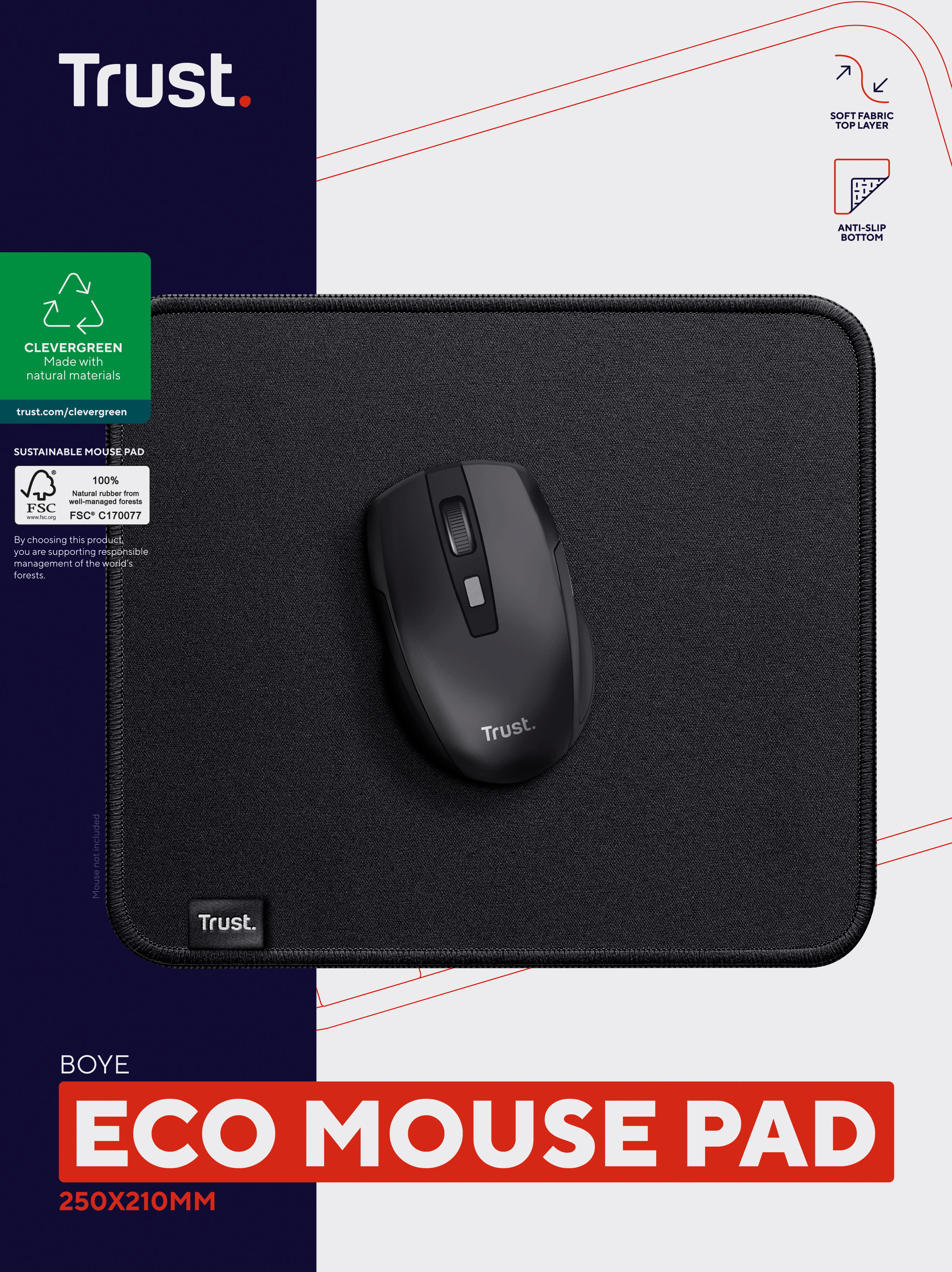 Игровая поверхность Trust Boye ECO M Black (250x210x3мм)